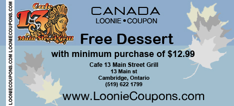 Cafe 13 Printable Restaurant Coupon