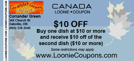 Coriander Green Printable Restaurant Coupon