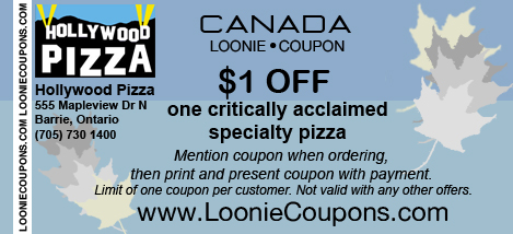 Hollywood Pizza Printable Restaurant Coupon