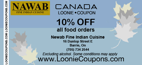 Newab Fine Indian Cuisine Printable Restaurant Coupon