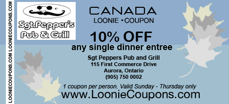 Sgt Peppers Pub and Grill Printable Restaurant Coupon