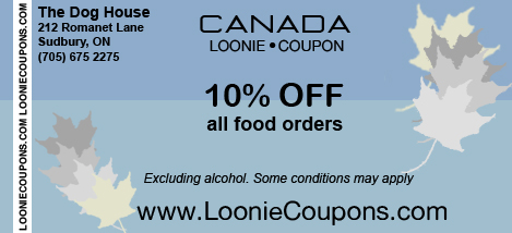 The Dog House Sudbury Printable Restaurant Coupon